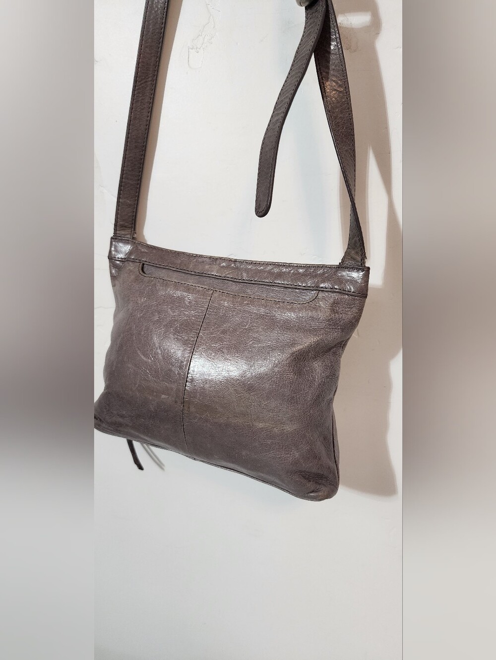 HOBO Gray Leather Crossbody Bag